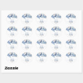 Dusty Blue Floral Flowers Baby shower Ronde Sticker (Vel)