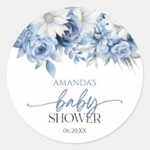 Dusty Blue Floral Flowers Baby shower