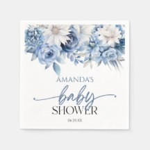 Dusty Blue Floral Flowers Baby shower