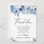 Dusty Blue Floral Flowers Garden Bedankkaart (Voorkant)