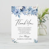 Dusty Blue Floral Flowers Garden Bedankkaart (Staand voorkant)