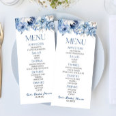 Dusty Blue Floral Flowers Vrijgezellenfeest Eten Menu