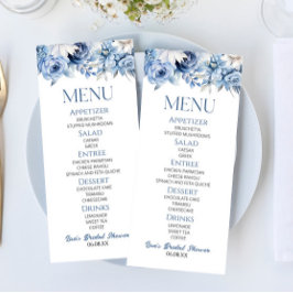 Dusty Blue Floral Flowers Vrijgezellenfeest Eten Menu