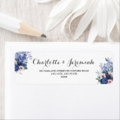 Dusty Blue Floral Foliage Wedding Return Address Etiket (Insitu)
