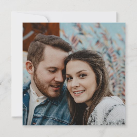 Dusty Blue Floral foto Save the Date Kaart (Achterkant)