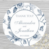 Dusty Blue  Floral Franse bruiloft Dank u Ronde Sticker