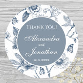 Dusty Blue  Floral Franse bruiloft Dank u Ronde Sticker