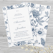 Dusty Blue Floral Franse bruiloft Kaart
