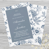 Dusty Blue  Floral Franse bruiloft Kaart