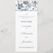 Dusty Blue Floral French Christian Wedding Program Programmakaart (Voorkant)