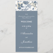 Dusty Blue Floral French Christian Wedding Program Programmakaart (Voorkant)