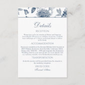 Dusty Blue  Floral French Wedding Details Informatiekaartje (Voorkant)