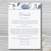 Dusty Blue  Floral French Wedding Details Informatiekaartje