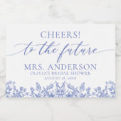 Dusty Blue Floral Future Mrs Vrijgezellenfeest Sparkling Wijnetiket (Enkel label)