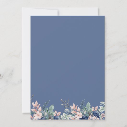 Dusty Blue Floral Geometric Gold Lijst Wedding Kaart (Achterkant)