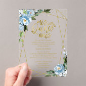 Dusty Blue Floral Geometric Quinceañera Acryl Uitnodigingen (Insitu (Draagbaar))