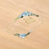 Dusty Blue Floral Geometric Quinceañera Acryl Uitnodigingen (Laagn)