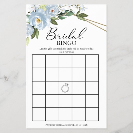 Dusty Blue Floral Geometric Vrijgezellenfeest Bing Flyer (Voorkant)