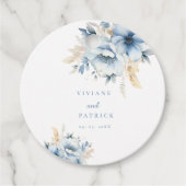 Dusty Blue Floral Geometrische Lijst Bloom Wedding Bedankjes Labels (Voorkant)