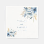 Dusty Blue Floral Geometrische Lijst Bloom Wedding Servet (Voorkant)