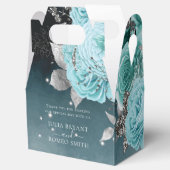 Dusty Blue Floral gepersonaliseerde bruiloft Bedankdoosjes (Geopend)