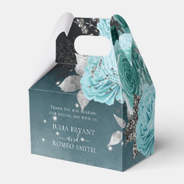 Dusty Blue Floral gepersonaliseerde bruiloft Bedankdoosjes