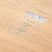 Dusty Blue Floral Gold Acryl Uitnodigingen (Laagn)