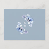 Dusty Blue Floral Gold bevestiging uitnodiging (Achterkant)