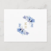 Dusty Blue Floral Gold bevestiging uitnodiging (Achterkant)