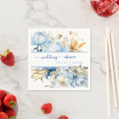 Dusty Blue Floral Gold Couples Douche Servet (Insitu)