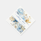 Dusty Blue Floral Gold Couples Douche Servet (Hoek)