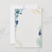 Dusty Blue Floral Gold Geometric Wedding Suite RSVP Kaartje (Achterkant)