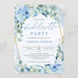 Dusty Blue Floral Gold Geometrische Bachelorette Kaart