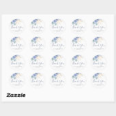 Dusty Blue Floral Gold Greenery Hartelijk dank Ronde Sticker (Vel)