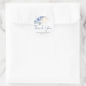 Dusty Blue Floral Gold Greenery Hartelijk dank Ronde Sticker (Tas)
