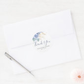 Dusty Blue Floral Gold Greenery Hartelijk dank Ronde Sticker (Envelop)