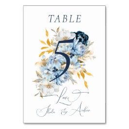 Dusty Blue Floral Gold Kaart
