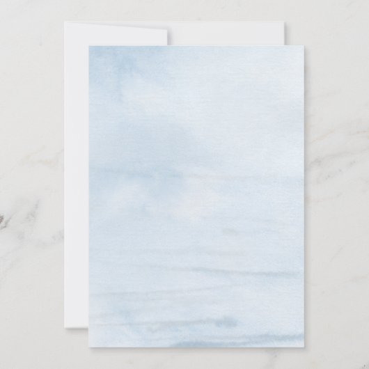 Dusty Blue Floral Gold Wedding Invitation Kaart (Achterkant)