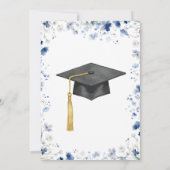 Dusty Blue Floral Graduation Party Invite Kaart (Achterkant)