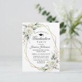 Dusty Blue Floral Graduation Party Uitnodiging (Staand voorkant)