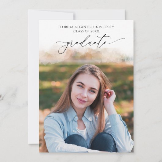 Dusty Blue Floral Graduation Party Uitnodiging (Achterkant)