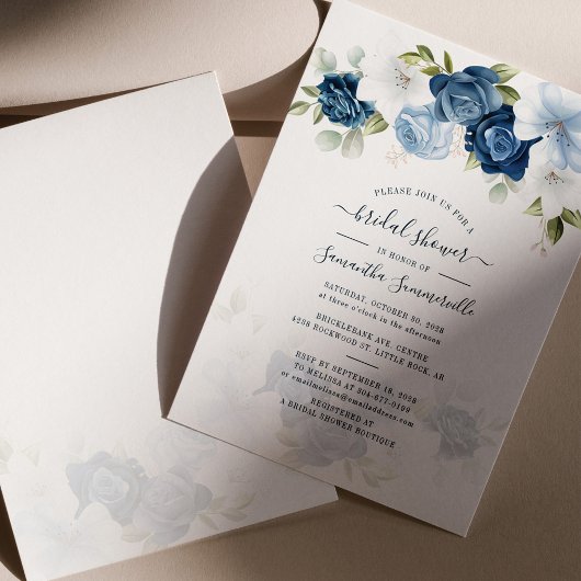 Dusty Blue Floral Greenery Blush Vrijgezellenfeest Kaart
