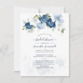 Dusty Blue Floral Greenery Blush Vrijgezellenfeest Kaart (Voorkant)