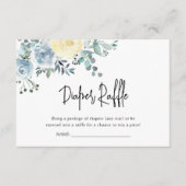 Dusty Blue Floral Greenery Boy Diaper Raffle Informatiekaartje (Voorkant)