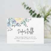 Dusty Blue Floral Greenery Boy Diaper Raffle Informatiekaartje (Staand voorkant)