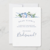 Dusty Blue Floral Greenery Bridesmaid Voorstel Kaart (Voorkant)