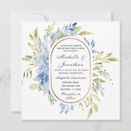 Dusty Blue Floral Greenery Christelijk Wedding Kaart