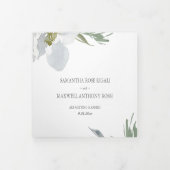 Dusty Blue Floral Greenery drivoudig huwelijk uitn Drieluik Uitnodiging (Cover)