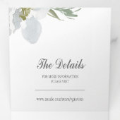 Dusty Blue Floral Greenery drivoudig huwelijk uitn Drieluik Uitnodiging (Binnenzijde eerst)