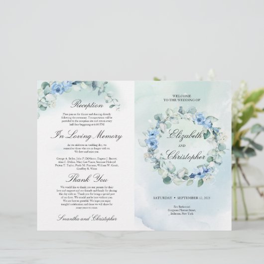 Dusty Blue Floral Greenery Eucalyptus Wedding (Staand voorkant)